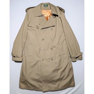 VTG Hill & Archer Trench Coat 44R Tan Belted w/ Zip Out Liner Classic USA